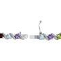 Sterling Silver Genuine, Created or Simulated Gemstone Round S Design Tennis Bracelet
