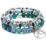 Tree of Life Turquoise Jasper & Tibetan Agate Gemstone Chakra Beaded Bracelet | Beach Charm Bracelet Set - Ocean Jewelry…