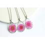 SI EASY Pressed Flower Pendant Necklace Real Dried Flower Resin Jewellery