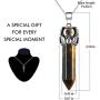 Natural Healing Crystals Point Pendant Necklace Reiki Hexagonal Pointed Stone, Leaf Wrap Gemstone Quartz Jewelry for Women with 18 in Stainless Steel Chain Strap Gift Box - Tigereye Stone