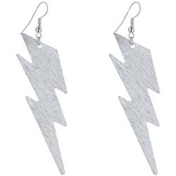 IDB Delicate Filigree Dangle Lightning Bolt Drop Hook Earrings - Available in Silver and Gold Tones