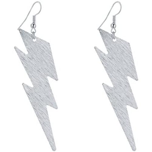 IDB Delicate Filigree Dangle Lightning Bolt Drop Hook Earrings - Available in Silver and Gold Tones