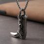 HZMAN Fashion Stainless Steel 3D Western Cowboy Boots Charm Jewelry Gothic Skull Scorpion Pattern Pendant Necklace 22 + 2 Inch Chain