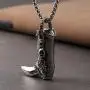 HZMAN Fashion Stainless Steel 3D Western Cowboy Boots Charm Jewelry Gothic Skull Scorpion Pattern Pendant Necklace 22 + 2 Inch Chain