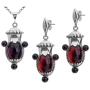 Cherry Amber Sterling Silver Victorian Set Earrings Pendant Necklace Chain 18''