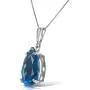 Galaxy Gold 14k 18'' SOLID White Gold Pendant Box Chain Necklace with Pear Shape Natural Blue Topaz