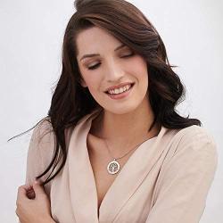 MyNameNecklace Engraved Circle Family Tree Necklace with Clear CZ Stones-Personalized V-Day Jewelry Sterling Silver 925