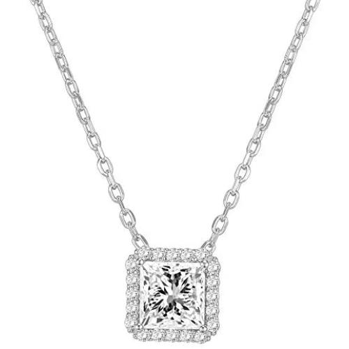 PAVOI 14K Gold Plated Post Faux Diamond Round Solitaire Pendant Halo Necklace | Gold Necklace for Women | Slider Adjustable