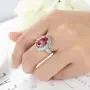 HSQYJ Oval Art Deco Wedding Engagement Ring Rhodium Plated Cocktail Ring with Simulated Oval Red Crystal Clear CZ Band Ring Fashion Luxury Jewelry for Women Girl Gift HSQYJ Oval Art Deco Wedding Engagement Ring Rhodium Plated Cocktail Ring with Simulated Oval Red Crystal Clear CZ Band Ring Fashion Luxury Jewelry for Women Girl Gift
