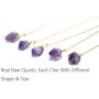 KISSPAT Unpolished Raw Amethyst Stone Pendant Necklace with 26 Long Chain