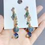 DAMLENG Sparkly Bohemia Long Tassel Blue Ocean Shell Dangle Earrings Shine Rhinestone Scallop Beach Earrings for Women Girls Charm Statement Colorful Crystal Jewelry