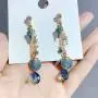 DAMLENG Sparkly Bohemia Long Tassel Blue Ocean Shell Dangle Earrings Shine Rhinestone Scallop Beach Earrings for Women Girls Charm Statement Colorful Crystal Jewelry