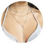 Zehory Boho Layered Crystal Choker Necklace Silver Long Tassel Pendant Y Necklaces Chain Jewelry Adjustable for Women and Girls