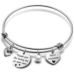 Step Mother Gift Thank You for Loving Me as Your Own Step Mother Bracelet Step Mom Bracelet Step Mom of Bride Gifts Adoption Bracelet Foster Mom Gift（BR-As your own）