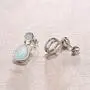 FANCIME October Birthstone Sterling Silver Created Opal Necklace Earrings Stud Hoop Dangle Cubic Zirconia CZ Fire Opal Halo Teardrop Pendant Fine Jewelry Gifts for Women Girls