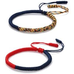 BALIBALI Woven Bracelet Hand-Knitted Woven Bracelet Hand-Knitted Lucky Rope Bracelet Tibetan Buddhist Traditional Wristbands Wrist Cuff Bracelets Adjustable