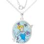 Disney Cinderella Silver Plated Sapphire Crystal Pendant, 18''