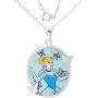 Disney Cinderella Silver Plated Sapphire Crystal Pendant, 18'' Disney Cinderella Silver Plated Sapphire Crystal Pendant, 18''