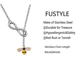 FUSTMW Crystal Bumblebee Pendant Necklace Infinity Love Charm Flying Honeybee Insect Jewelry Gifts (fts 3-8inch Wrist bee Bracelet)