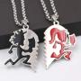 U/K 1 Pair Bling Music Band Stainless Steel ICP Crazy Clown Heart Couple Black Hatchet Man red Hatchet Women Pendant Necklace rolo Chain 4mm 24 inch