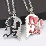 U/K 1 Pair Bling Music Band Stainless Steel ICP Crazy Clown Heart Couple Black Hatchet Man red Hatchet Women Pendant Necklace rolo Chain 4mm 24 inch