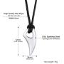 Stainless Steel Pendant Necklace for Men Women, Cool Punk Shark Teeth Necklace, Cross Necklace, Star of David Necklace, Black Leather Cord, Come Gift Box