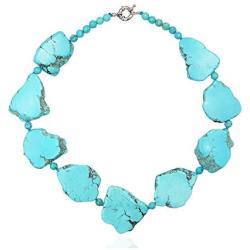 Lii Ji 19'' Big Irregular Shape Blue Simulated Turquoise Howlite Statement Necklace