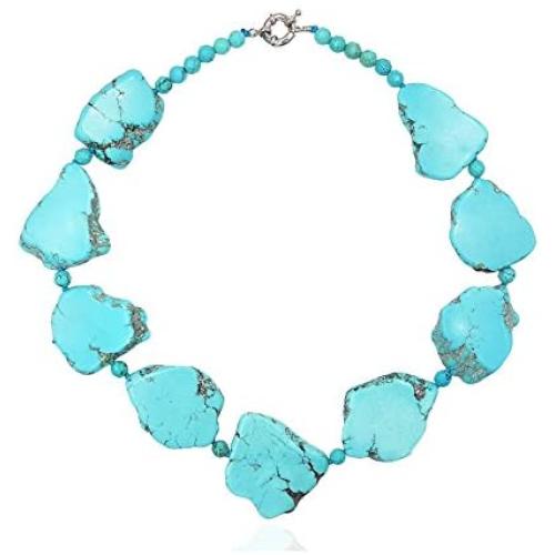 Lii Ji 19'' Big Irregular Shape Blue Simulated Turquoise Howlite Statement Necklace