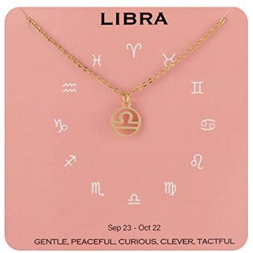 Augonfever Zodiac Necklace Constellation Horoscope Jewelry Birthday for Women Girls