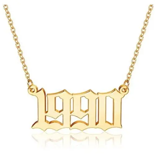 M MOOHAM Birth Year Necklace for Women, 18K Gold Plated Old English Birth Year Number Pendant Necklace Jewelry Gifts for Women Birthday Anniversary, 1970-2021 M MOOHAM Birth Year Necklace for Women, 18K Gold Plated Old English Birth Year Number Pendant Necklace Jewelry Gifts for Women Birthday Anniversary, 1970-2021