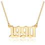 M MOOHAM Birth Year Necklace for Women, 18K Gold Plated Old English Birth Year Number Pendant Necklace Jewelry Gifts for Women Birthday Anniversary, 1970-2021