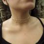 Fettero Dainty Layered Gold Chocker Handmade Beads 14K Gold Fill Heart White Opal Necklace