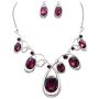 Rosemarie Collections Womens Statement Silver Tone and Spiral Loop Crystal Bib Necklace and Earrings Set