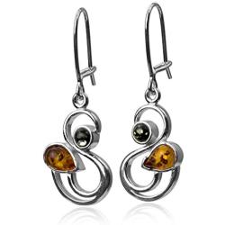 Sterling Silver Amber Contemporary Earrings