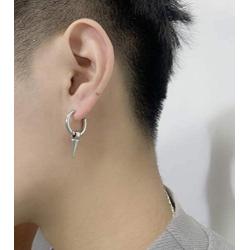 Topsteel Stainless Steel Spike Hoop Earrings for Men Women, Cross/Bar/Feather Cool Goth Punk Eboy Jewelry, Statement Jewelry, Come Gift Box