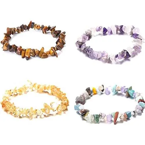 Fuqimanman2020 4 Pcs Natural Gemstone Chakra Crystal Bracelets Adjustable Healing Stretch Reiki Bracelets Set for Women Girls Jewelry Fuqimanman2020 4 Pcs Natural Gemstone Chakra Crystal Bracelets Adjustable Healing Stretch Reiki Bracelets Set for Women Girls Jewelry