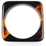 RIAH FASHION Lightweight Acrylic Statement Bracelet - Mottled Acetate Bangle Tortoise Shell, Leopard Animal Marbled Open Cuff, Chunky Square