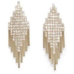 Vince Camuto Pave Mesh and Bar Earrings, goldtone/crystal, medium (VJ-404484)
