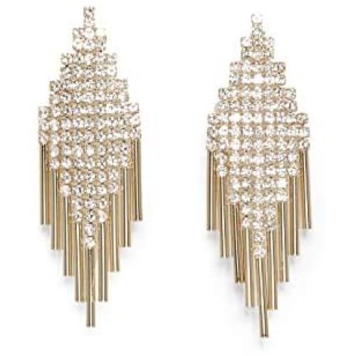 Vince Camuto Pave Mesh and Bar Earrings, goldtone/crystal, medium (VJ-404484)