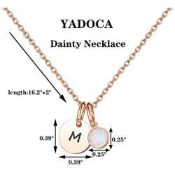 YADOCA Initial Disc Necklace for Women Rose Gold Opal Pendant Necklace Best Friend Personalized Alphabet Letter Necklace Jewelry Gift