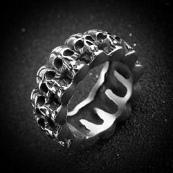 HZMAN Gothic Stainless Steel Rings for Men Women Multi Skull Head Biker Ring