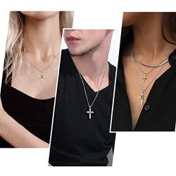 Nofade Silver Cross Star of David Pendant Necklace Gold&Silver Two Tone Pendant Religious Jewish Jewelry for Women Men, Chain 18(with Gift Box)