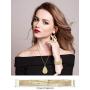 4 Pieces Womens Glitter Jewelry Set Bridal Wedding Multi-Layer Bracelet Faux Leather Dangle Earrings Necklace (Gold)