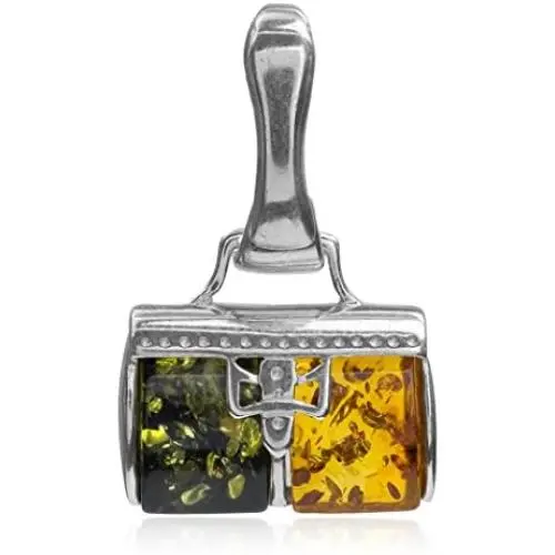 Ian and Valeri Co. Multicolor Amber Sterling Silver Girls Handbag Pendant Ian and Valeri Co. Multicolor Amber Sterling Silver Girls Handbag Pendant