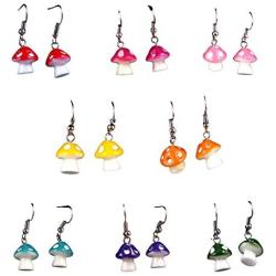 Mushroom Shape Pendant Dangle Earrings Funny Sweet Fresh Simulation Mushroom Drop Earrings Colorful Mushroom Food Charm Earrings for Women Girls Jewelry