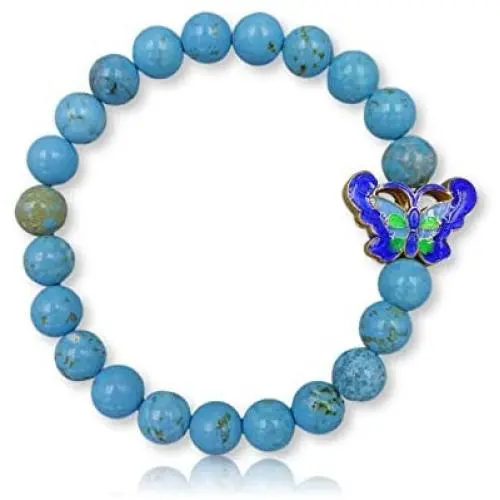 MGR MY GEMS ROCK! 8MM Natural Gem Stone Bead Charm Bracelet Cloisonne Butterfly Charm CZ Leopard Head Charm Beaded Stretch Elastic Chakra Bracelet MGR MY GEMS ROCK! 8MM Natural Gem Stone Bead Charm Bracelet Cloisonne Butterfly Charm CZ Leopard Head Charm Beaded Stretch Elastic Chakra Bracelet