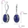 Boho Bali Indonesian Style Oval Leverback Drop Dangle Earrings For Women 925 Sterling Silver Semi Precious gemstone Birthstone Colors