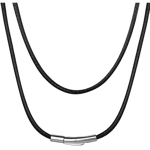 ChainsHouse Waterproof Braided Leather Cord Chain Necklace, Men Women DIY Woven Wax Rope Chain for Pendant, Customize Available, 2/3mm Width, 16'' 18'' 20'' 22'' 24'' 26'' 28'' 30'' Length(with Gift Box)