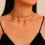 Ckecharfa Boho Layered Crystal Necklaces Gold Star Pendant Necklace Summer Beaded Choker Neck Chain Adjustable Jewelry Accessory for Women and Girls