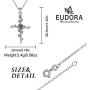 EUDORA Sterling Silver''God Bless'' Vintage Christian Rose Cross Pendant Necklace Jewelry Gift for Women,18''